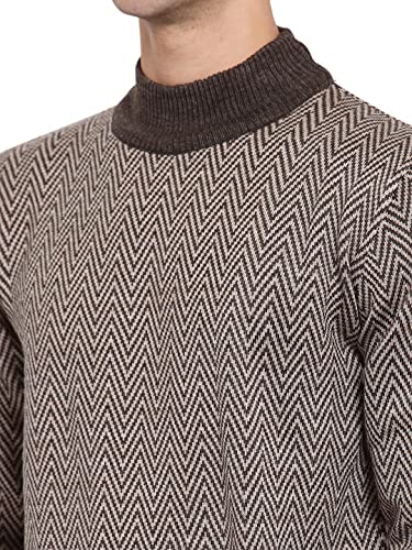 Image of Style Quotient Men Brown & Beige Chevron Pullover