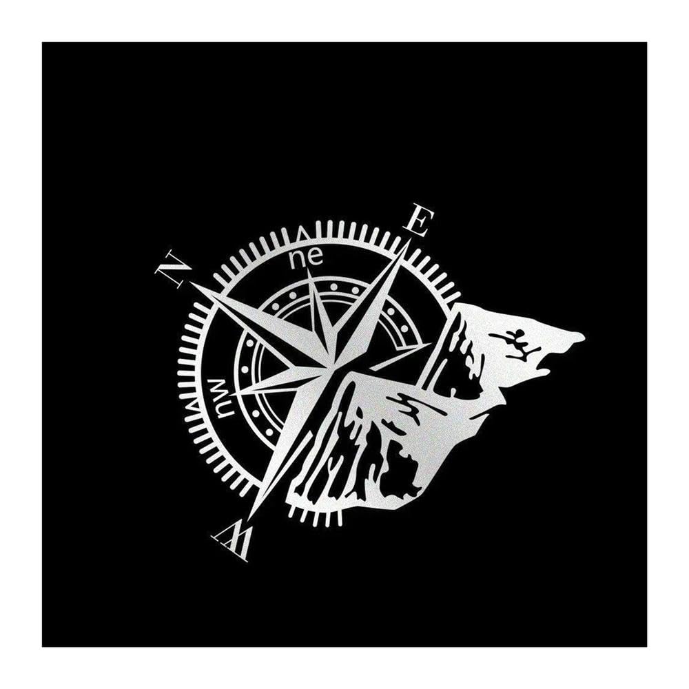 Car Compass Mountain Style Sticker Vinyl Decals(Reflective Silver)
