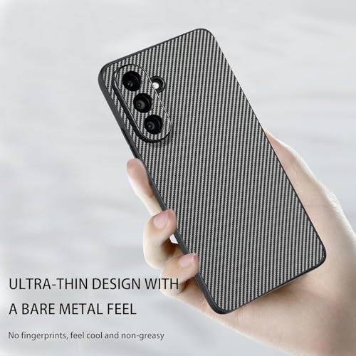 Image of DIZORO Carbon Fiber Case for Samsung Galaxy A36 5g Fusion 5g Smooth Touch Rubber Phone Cases Non-Slip, Camera Protection Fingerprint Resistant Full Body Protective Shockproof Back Cover - Light Grey