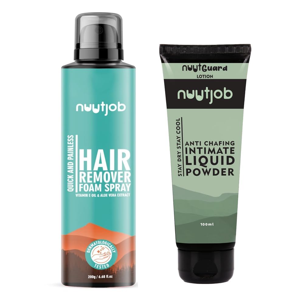 NUUTJOBHair Removal Foam Spray & Nuutguard Liquid Powder Combo - Quick & Painless Hair Removal | For All Skin Types - Unisex Adult | 200 gm + 100 ml