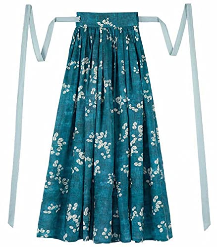 HangErFeng Vestido Antiguo para Mujer Hanfu Ramie Prints Falda Plisada de Cintura Alta Plisada A-Line 065 M