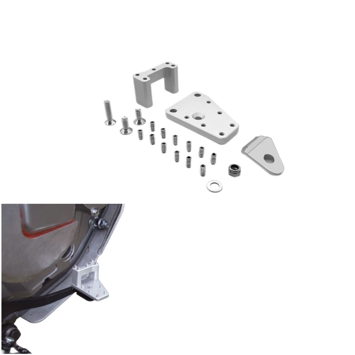 Safer Pedal for Suzuki DR650 1996-2021,Tiny Brake Pedal Improvement, DualControl Brake Lever Enlarger and Riser for Suzuki DR650 1996-2021 Motorcycle DualControl Brake Lever Enlarger and (Silver)