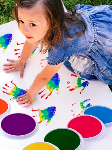 Biggun 7" Large Round Craft Ink Pads- 8 Colors Rainbow Diy Fingerprint Ink Pad Stamps Partner Washable Color Painting Card Making Stamp Pad For Kids Rubber Stamp Crafting Paper Wood Fabric Scrapbook #TOP7