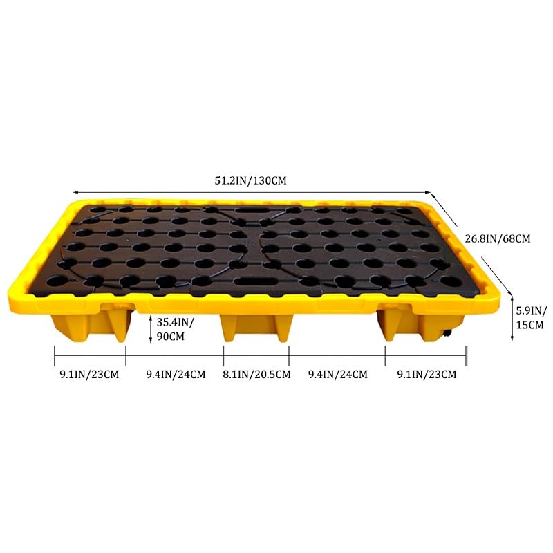 XBTGS Vassoio modulare per il contenimento delle fuoriuscite impilabile, pallet di capacità del tamburo dell'olio con scarico, soluzione di sicurezza industriale per garage e cucina di fabbrica