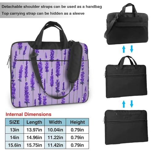 Bolsa de hombro con estampado de lavanda para laptop de 13 14 15.6 pulgadas 4