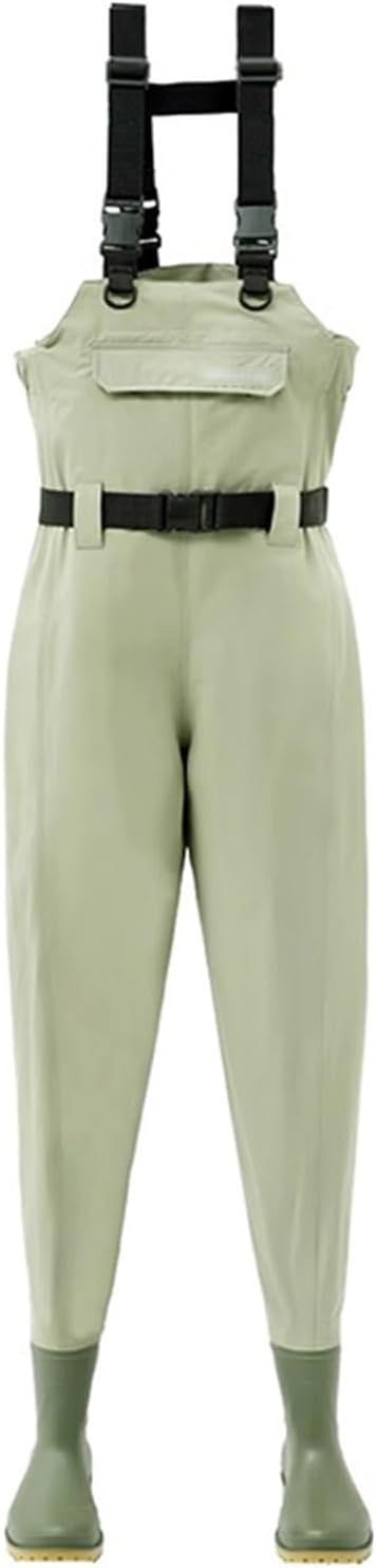 TemkIN Chest Waders For Men And Women With Boots, Green Nylon PVC Stocking Foot Fishing & Hunting Chest Wader Waterproof Insulated And Lightweight (Size : 2L)