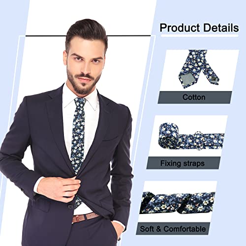 Image of Mantieqingway Men's Cotton Floral Neck Tie 2.56'' Printed Skinny Tie