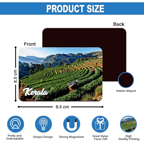 Image of Elegant Fridge Magnet with Themes |Rectangular Size Refrigerator Magnet with Magnetic Rubber Back | Pack of 1, 8.6cm X 5.4cm (Kerala Design 2)