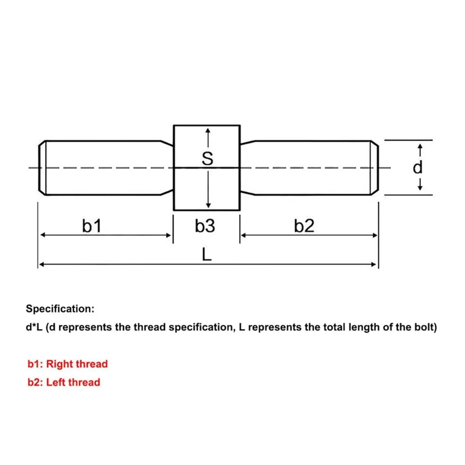 304 Stainless Steel Left and Right Thread Dual Head Threaded Bar Double End Thread Rod Stud Bolts M4 M5 M6 M8 M10 M12 M16(M4x50(2Pcs))