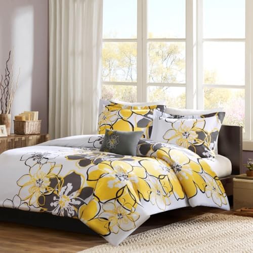 Gracie Mills - Laszlo Floral Duvet Cover Set - Yellow - Thumbnail 3
