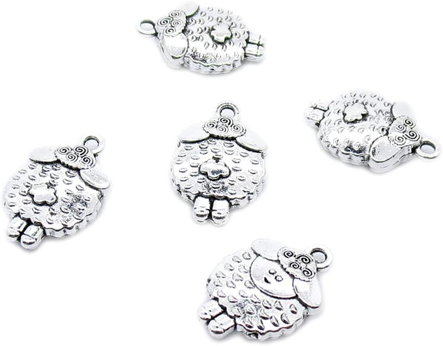 120 PCS Antique Silver Plated Jewelry Making Charms Supplies Crafting PR4N4O Sheep Goat Lamb