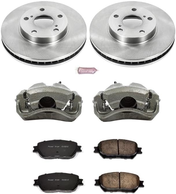PowerStop Front Brake & Caliper Kit for Toyota Camry 2002-06 - Ceramic Brake Pads + Calipers + Disc Rotors Replacement, KCOE1064