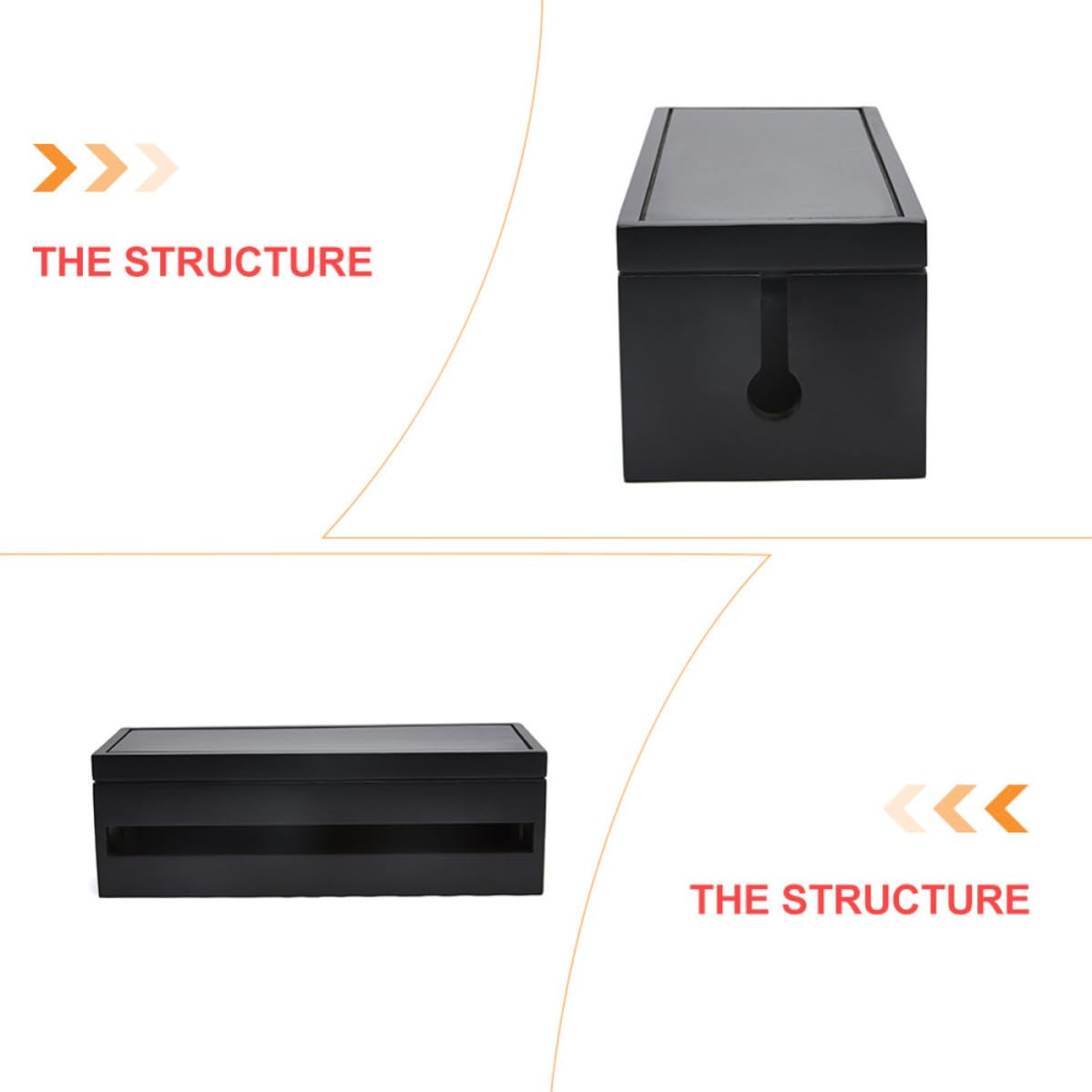 Ciieeo Caja de Almacenamiento y Gestión de Línea Eléctrica para Cables Negra de Madera Diseño Ranurado para Organización Rápida Hogar