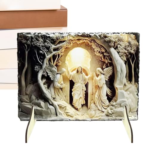 WJnflQN Decoración de Jesús Resucitado - 2D Escena de Resurrección para Decoración de Oficina,Ornamento Artesanal De Oficina Para Celebraciones Festivas