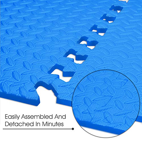 Yes4All Interlocking Floor Mats – Foam Floor Mats/Gym Floor Mats with EVA Interlocking Tiles (24 Square Feet – Blue – 6 Tiles) - Thumbnail 7