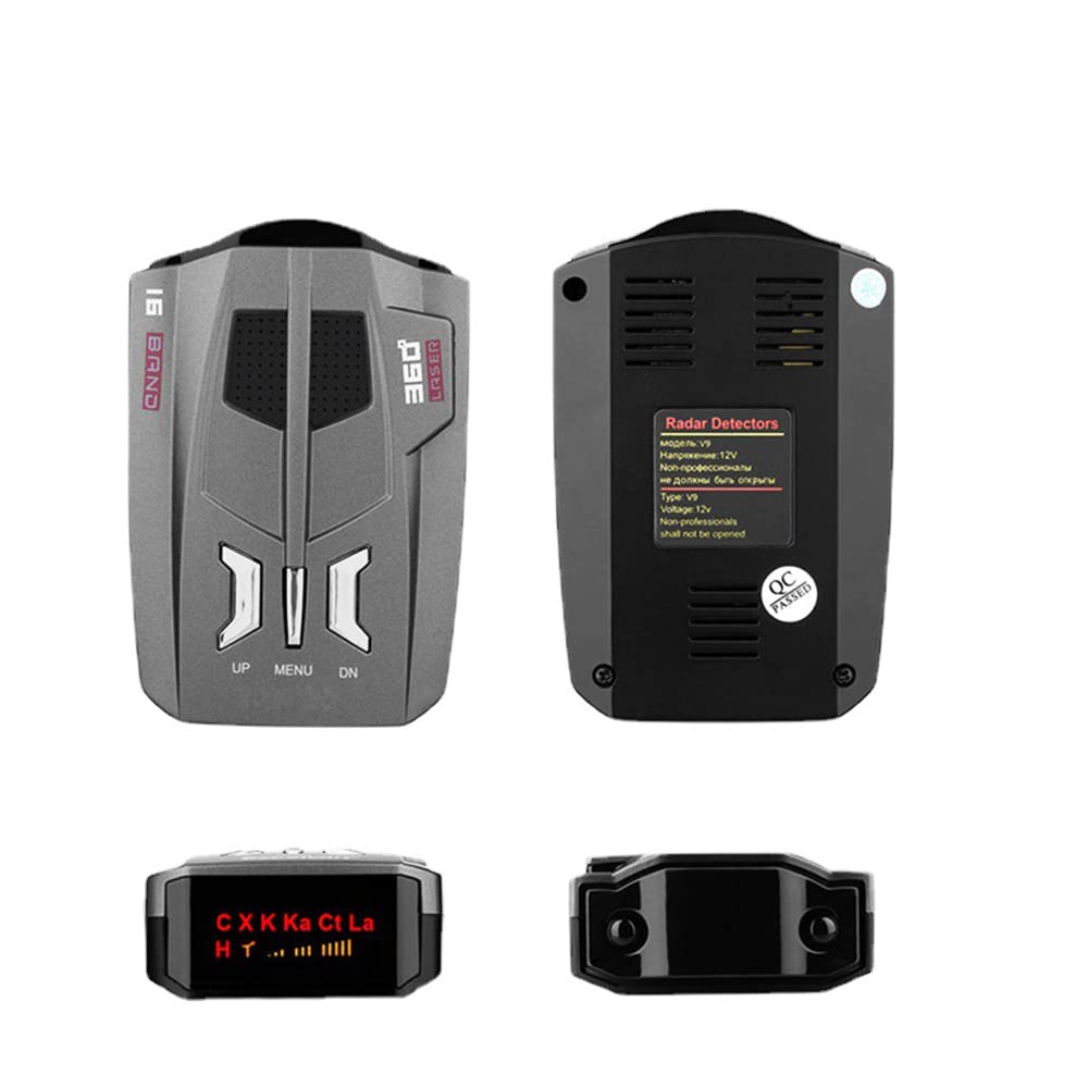 Rilevatore radar per auto a 360 gradi Grey, dispositivo di avviso vocale a LED a LED con 200-800 m di avvertimento remoto a lunga distanza, linguaggi Multri supportati