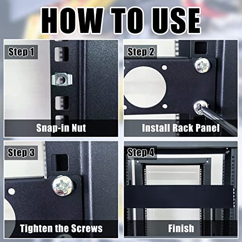 Image of Taiyin 4 Pcs 2u 19 Inch Horizontal Cable Management Panel, 12 Slot Rack Cable Organizer with Removable Cover for Server & Network Rack