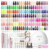 PEACECOLOR 83pcs Kit Semipermanente Unghie, 55 Colori Smalto Semipermanente Kit Unghie Gel Completo con Lampada UV/Led Fresa per Unghie, Base e Top Coat Decor Manicure Strumenti Completi