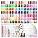PEACECOLOR 83pcs Kit Uñas Semipermanentes con Lampara UV/LED y Torno para Uñas, 55 Colores Pintauñas Semipermanentes Rojo Rosa Marrón Manicura DIY Profesional y Salón