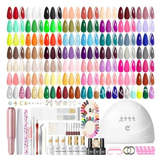 PEACECOLOR 83 Stück Gel Nägel Set mit Nagellampe und Nagelfräser, 55 Farben Nude Rosa Rot Grün Orange UV Nagellack Set mit Base Top Coat Nagelset Gelnägel Geschenke für Mädchen