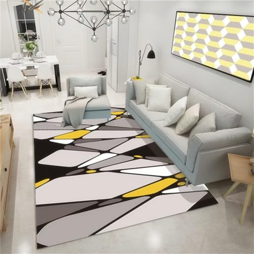 Grand tapis de chambre gris de qualit&eacute; sup&eacute;rieure motif pierre - 2