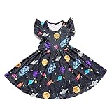 Toddler Baby Girls The Galaxy Printed Twirl Dress Universe Casual Starry Sky Dress 7 Years Black