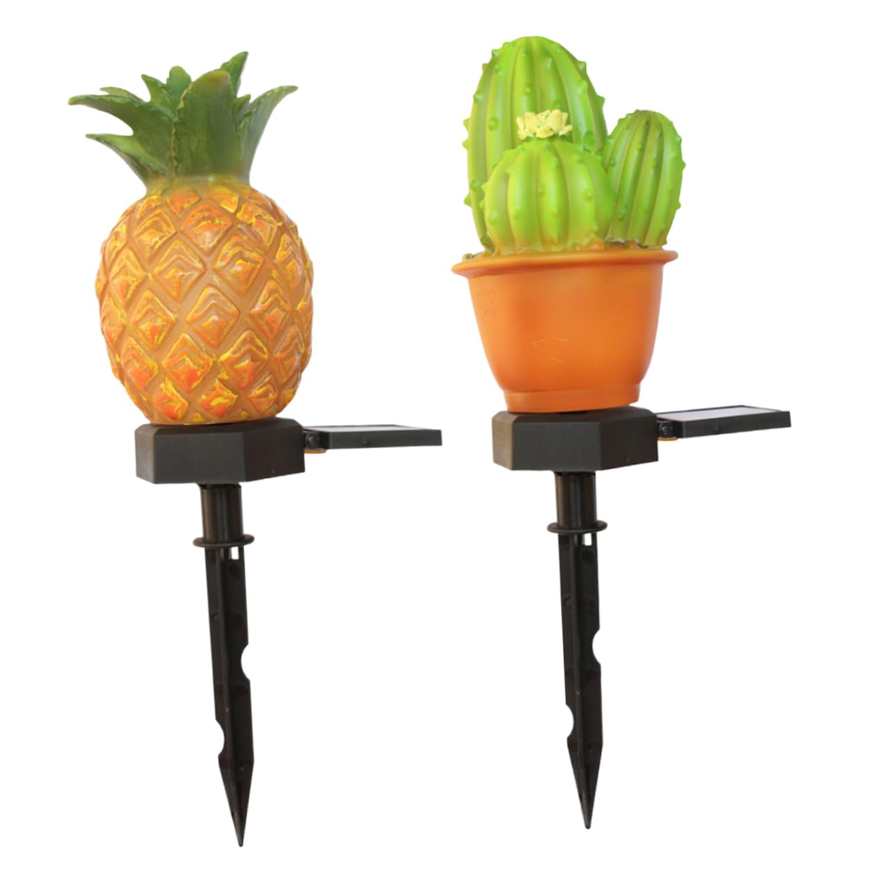 SUPVOX Solar Stake Lamps 2-Pack Cactus Pineapple Design Outdoor Garden Lights Waterproof Easy Installation