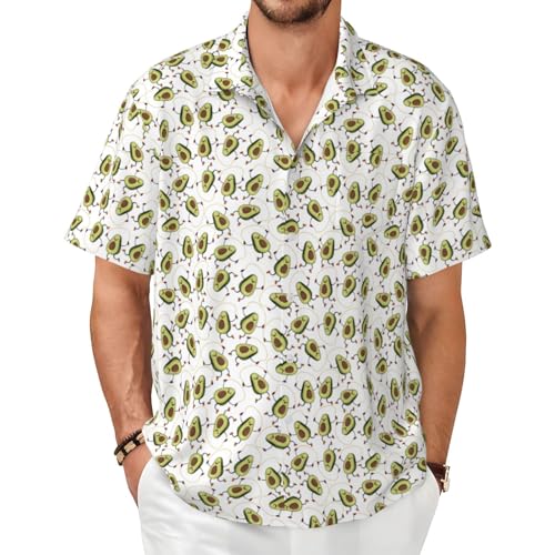 Chemise manches courtes homme imprimé avocat en coton léger pour l'été