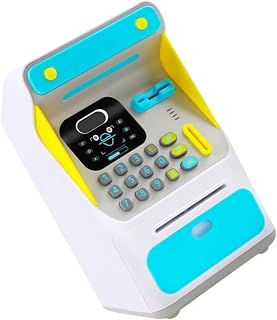 Simulated Face Recognition Safe Deposit Box Piggy Bank with Password Access Desktop Money Saver for Coins and Banknotes Multipurpose Electronic Coin Bank for Adults