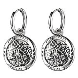 Design ange gardien pour un style spirituel : ces boucles d'oreilles St Michael combinent l'emblématique médaillon Saint Michel avec des détails en croix en filigrane inspirés de l'art sacré. Le motif de l'archange Michael en tant que protecteur donne à ce bijou une profonde signification religieuse - Idéal pour les porteurs de foi qui veulent exprimer leur foi avec style.