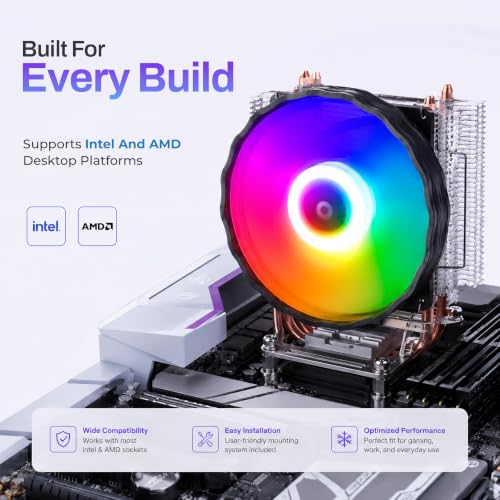 Image of EVM EnAero CPU Cooler Fan | 120mm | 1500 RPM | LED Lighting | Hydraulic Bearing | 3-Pin Connector | Low Noise Operation | Stable Cooling | Universal Intel & AMD Socket Support | 1 Year Warranty (R54)