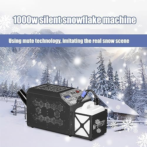 Máquina de nieve súper silenciosa, 1000 W, profesional para producción escénica, cobertura alta de 30 m2 con control remoto para efectos escénicos, Navidad y bodas miniatura 2