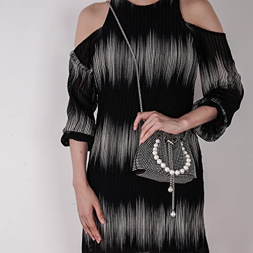 Image of Desy & Feeci Bling Rhinestone Purse for Women, Glitter Clutch Handbag Bucket Evening Bag for Girls Wedding Party