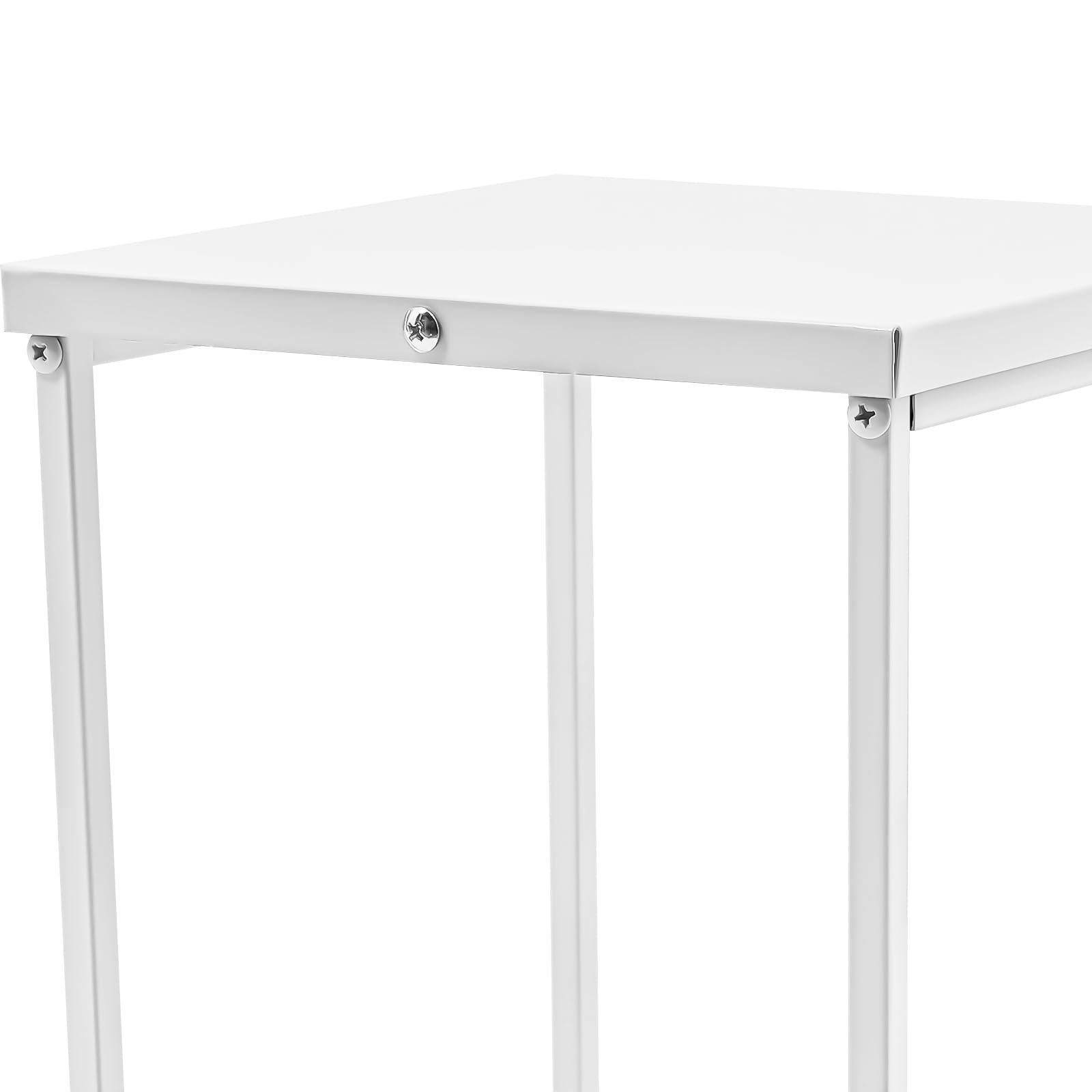 Set di 4 Sgabelli per Fiori, In Metallo, Forma Rettangolare, Supporto Per Colonna Vaso Geometrico Espositore Per Fiori Decorazione a Colonna, Bianco, 4 dimensioni