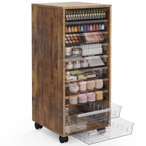 WOPITUES Storage Drawer Cart, Mobile Storage Cabinet, Makeup Storage with