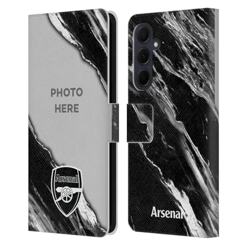 Coque en cuir à portefeuille Samsung A35 5G au design marbre exclusif sous licence Arsenal FC