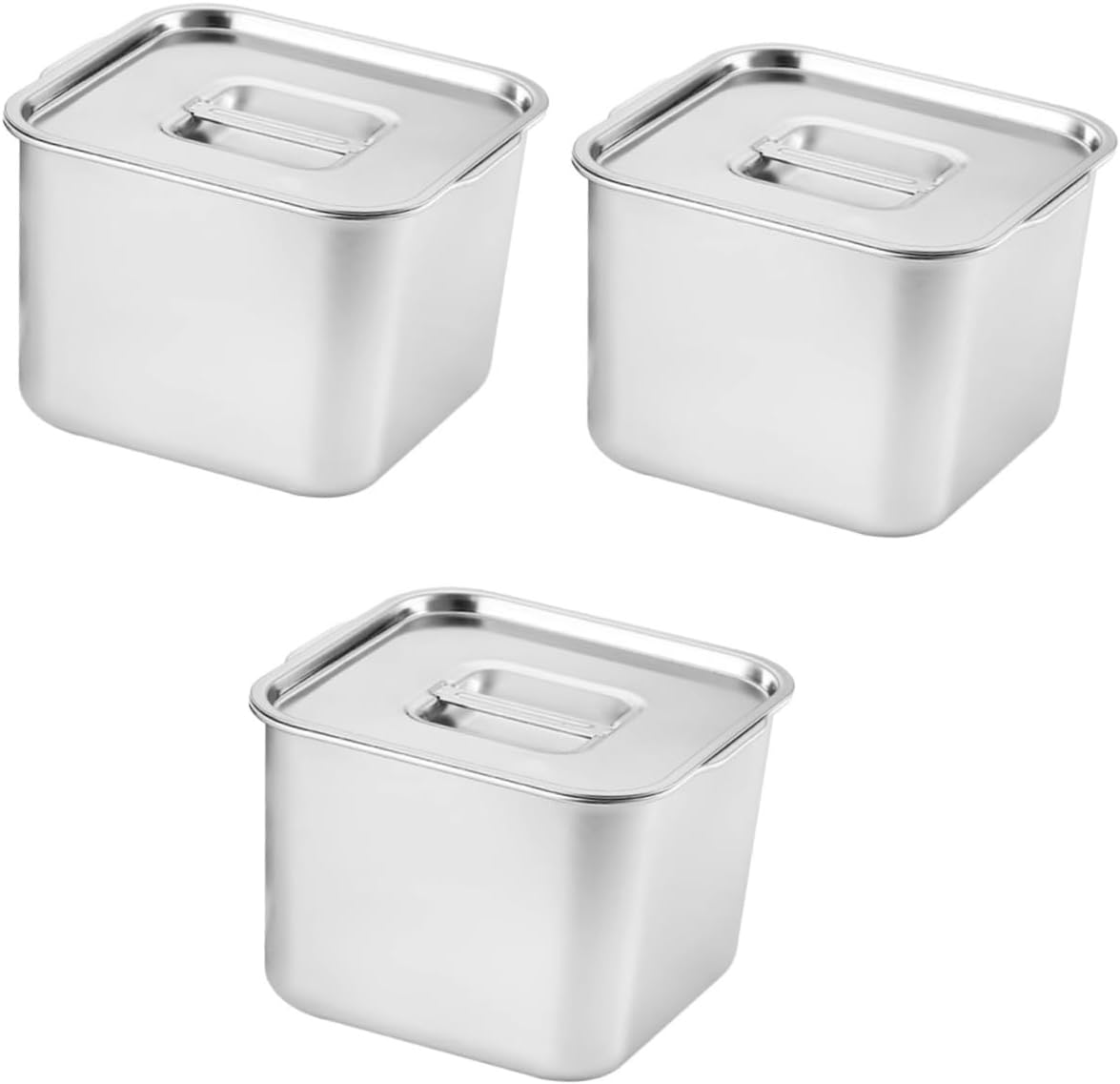 Ciieeo 3pcs Stainless Steel Condiment Pot Jar Lid Spice Container Airtight Lids