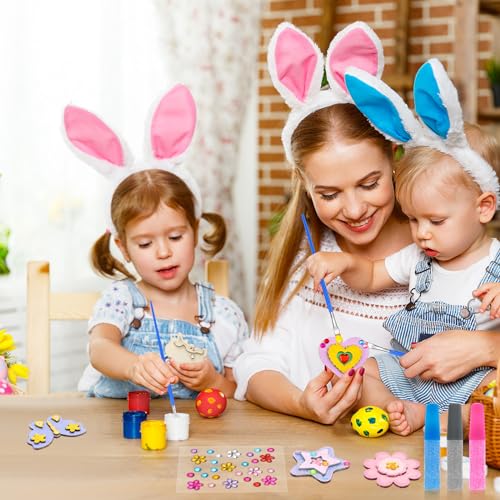 Glenmal 24 Pcs Wooden Magnets Craft Kit for Kids, Decorate Your Own Wooden Magnets Craft Kit, Crafts DIY Painting Kit for Kids, Birthday Parties and Family Crafts, Party Favors for Boys Girls