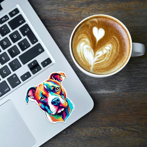Image of American Staffordshire Terrier Dog Sticker 8 Pcs (Large Size) Vinyl Stickers Laptop Waterproof Decal for Car Bumper Water Bottle Window Funny Party Birthday Decorations - Size 4 Inches