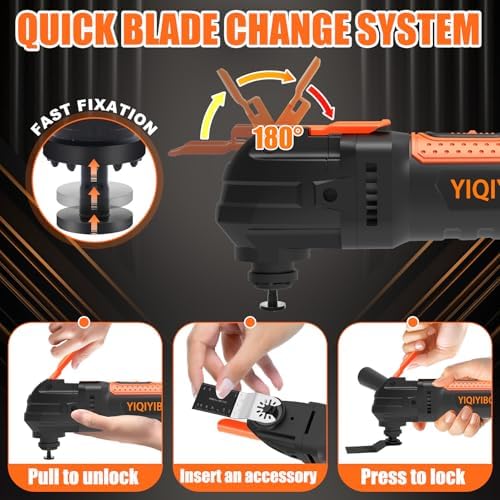 Bild 3 - Multifunktionswerkzeug, 300W Oszillationswerkzeug Oszillierer mit 6 Drehzahl 1100-21000 RPM, 3° Oszillationswinkel Oszillierende Säge für Schneiden, Polieren, Schleifen, Schaben