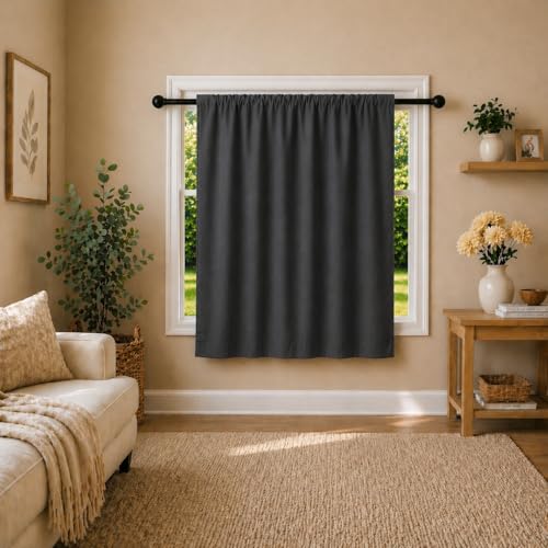 Image of Valance Blackout Rod Pocket Pattern Curtain Pack of 1 Piece, Kitchen Curtain | 3 Feet - Grey