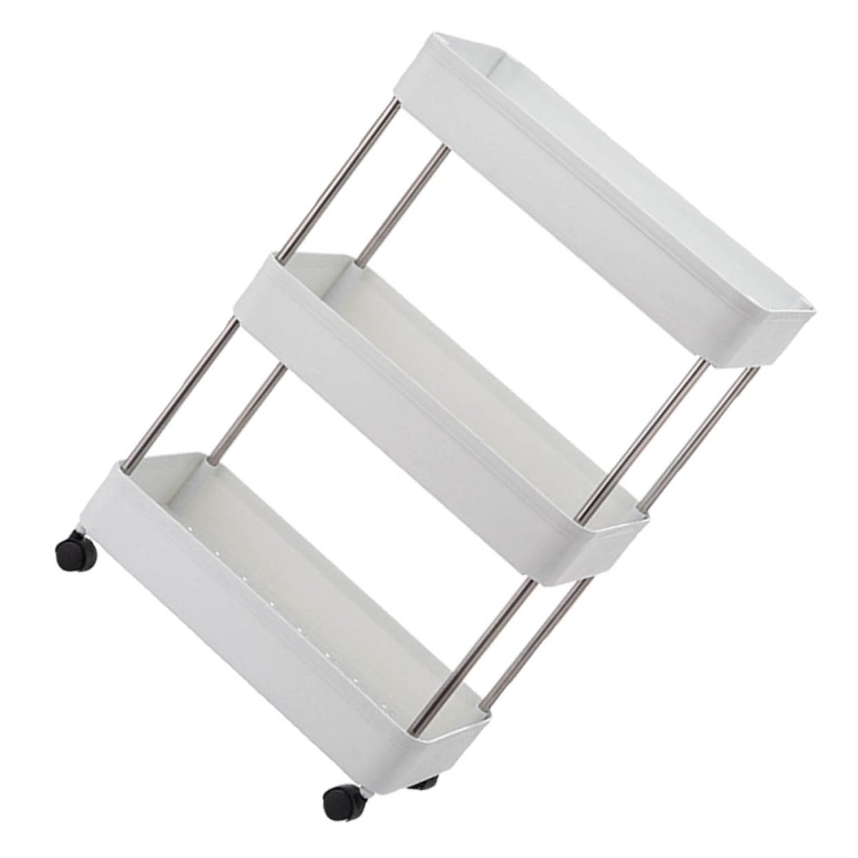 Ciieeo Küchen Organizer Regal Mit Mehrschichtigem Trolley-System Lagerregal Für Zuhause Edelstahlkonstruktion Ausgehöhlte Trennwand Und Fach Haken Für Flexible Aufbewahrung Einfache