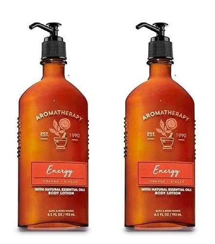 Bath & Body Works Aromatherapy Energy - Loción corporal naranja + jengibre, 6.5 onzas líquidas, paquete de 2