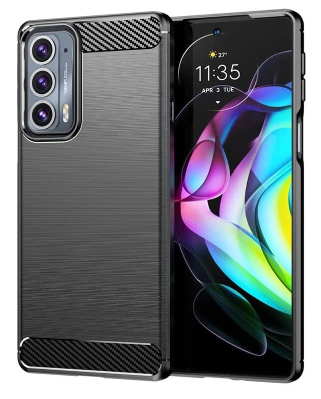 Image of NPRC Hybrid Ultra Slim Protective Case TPU Non-Slip Carbon Fiber Texture Shockproof Case Cover for Moto Edge 20 Fusion - Black