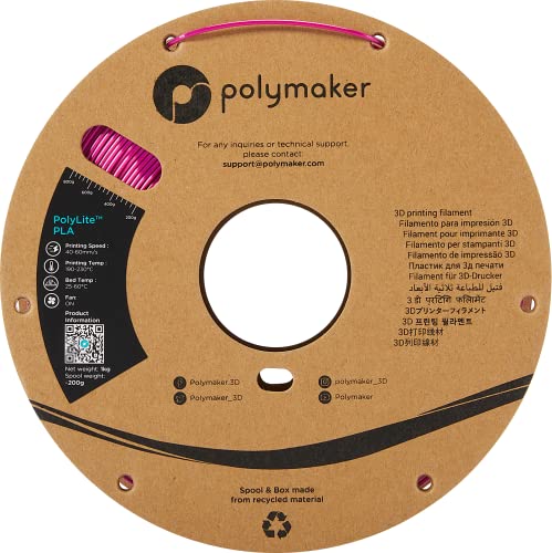 Image of Polymaker Silk PLA Filament 1.75mm Shiny Magenta, 1kg Cardboard Spool - PolyLite PLA Silk Magenta Shiny 3D Printing Material, Compatible With Most Printers
