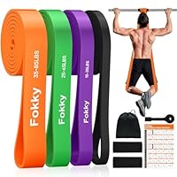Fokky Widerstandsbänder Resistance Bands Set, 4 Stufen von Fitnessbänder, Klimmzug Bänder mit Türanker & Schutzpads, Gymnastikband für Fitness, Muskelaufbau, Kraftraining