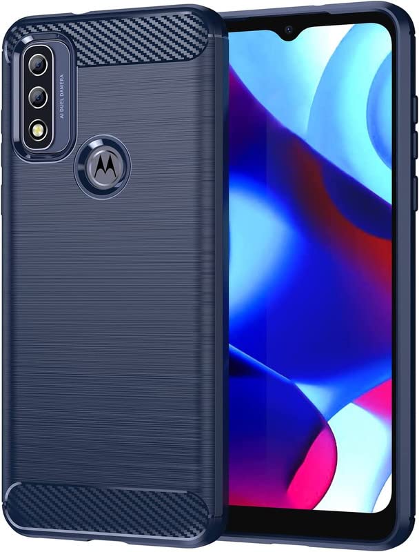 Image of NPRC Hybrid Ultra Slim Protective Case TPU Non-Slip Carbon Fiber Texture Shockproof Case Cover for Moto G Pure - Blue