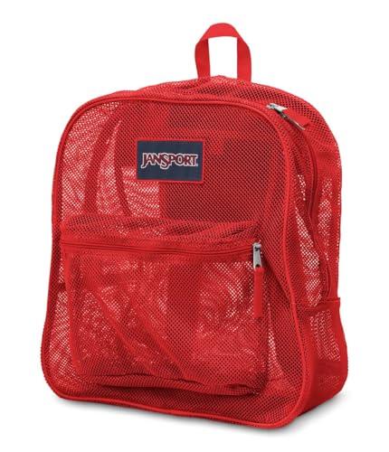 Image of JanSport Mesh Pack - See Through Backpack Ideal for Class, Work, Travel, or Beach Outings, Red Tape