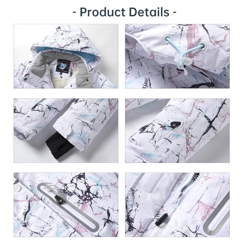 WOWULOVELY Girls Thicken Warm Snowsuit Hooded Ski Jacket Pants 2 Pcs Set Skiing Jacket with Pants3