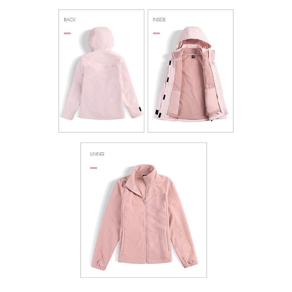 MU Chaqueta de Esquí a Prueba de Agua de Los Hombres 3 en 1 Windoorvientos Winter Warmable Warmable Abrigo Cómodo Cómodo Fleece Ropa Interior/Grey/S